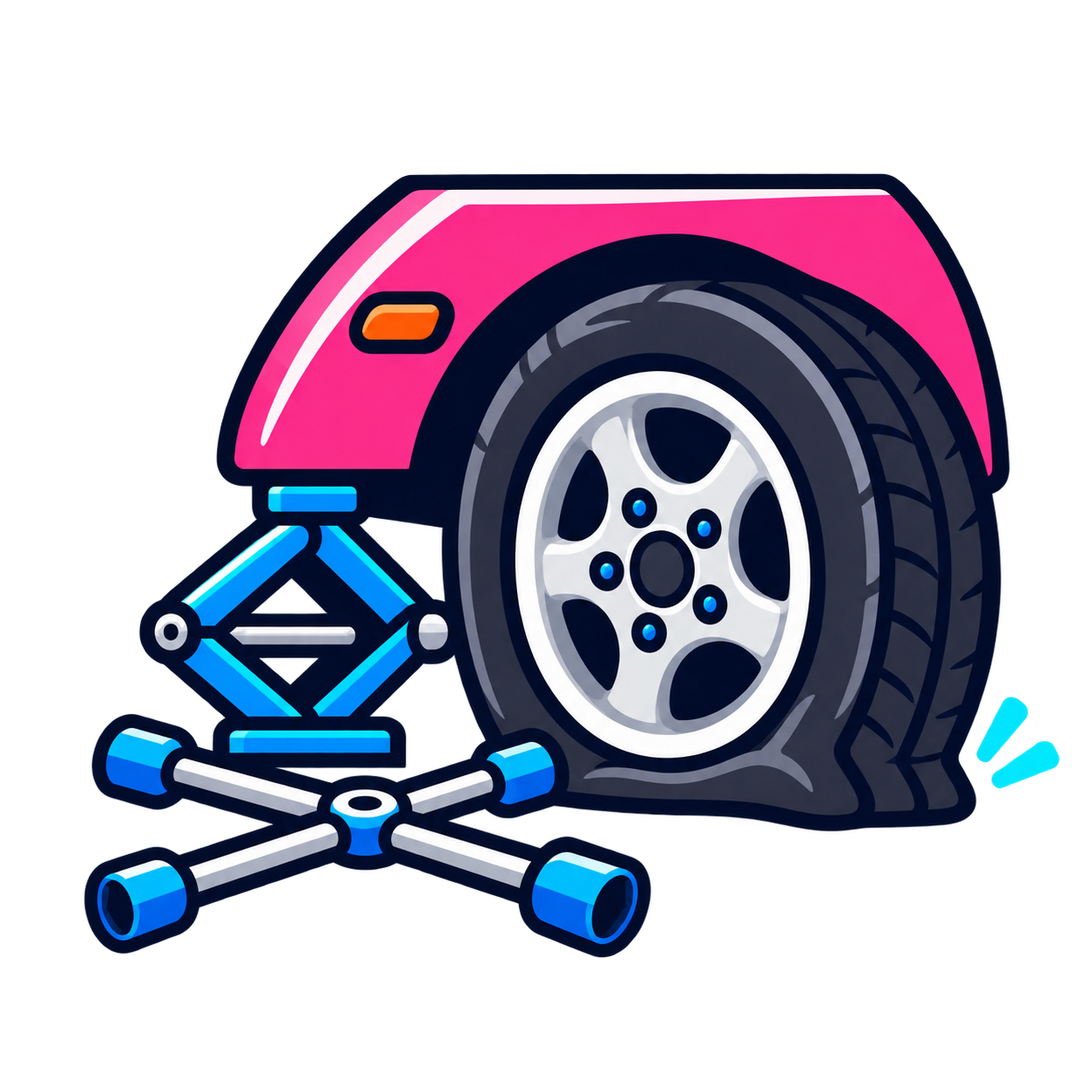Flat tire and jack icon